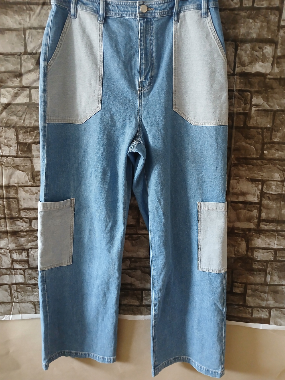 On.34th Light Blue Two-Tone Straight Leg Jeans for Women